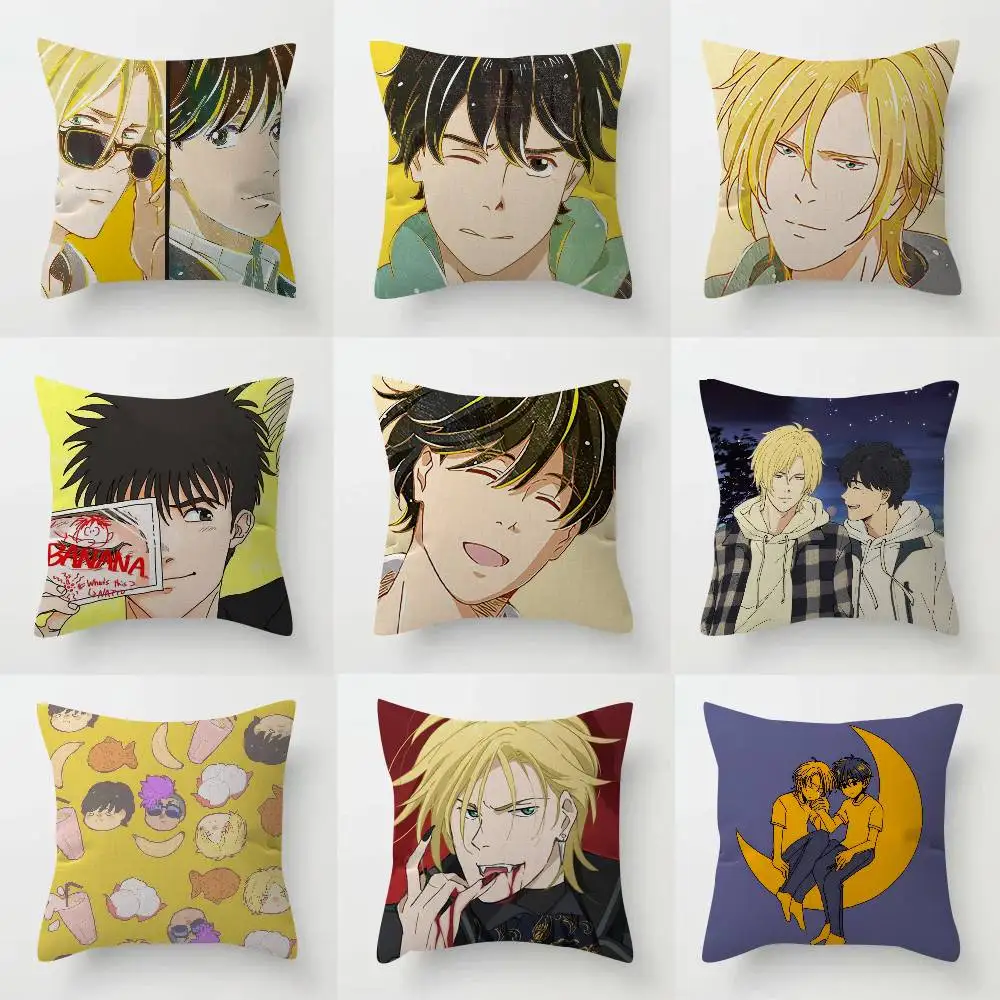 Crime anime BANANA FISH   Office Cushion Pillowcase Car Cushion Cover45X45CM Lumbar Pillowcase Sofa Pillowcover