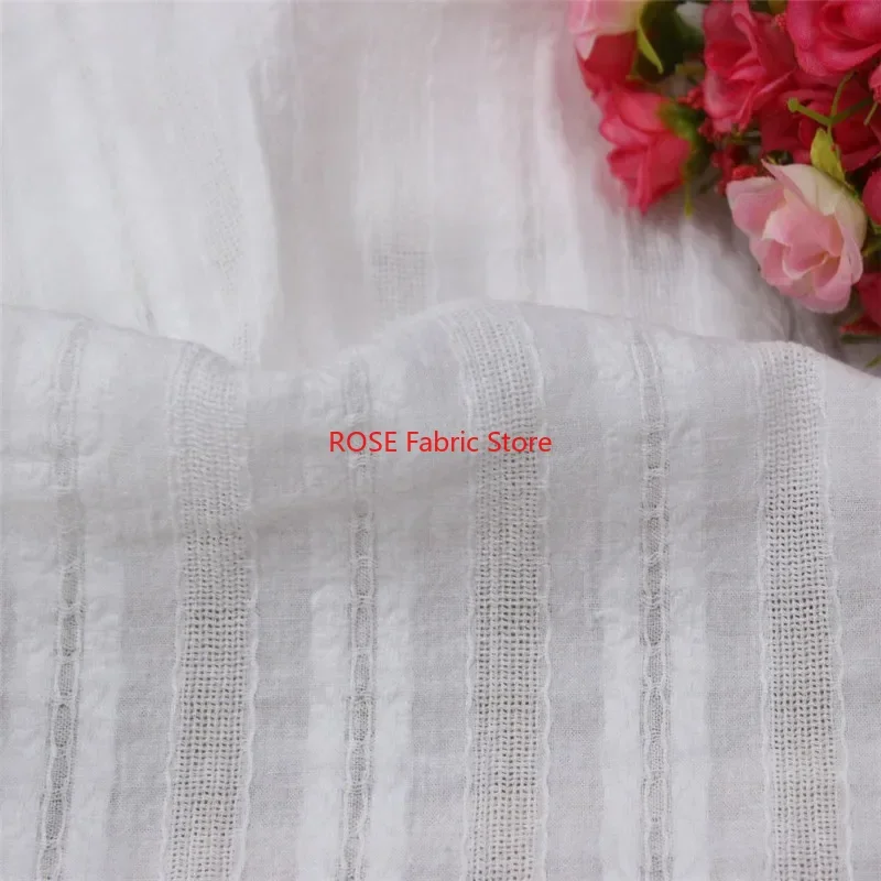 White Jacquard Cotton Fabric Handmade DIY Clothes Dress Accessories Sewing Accessories