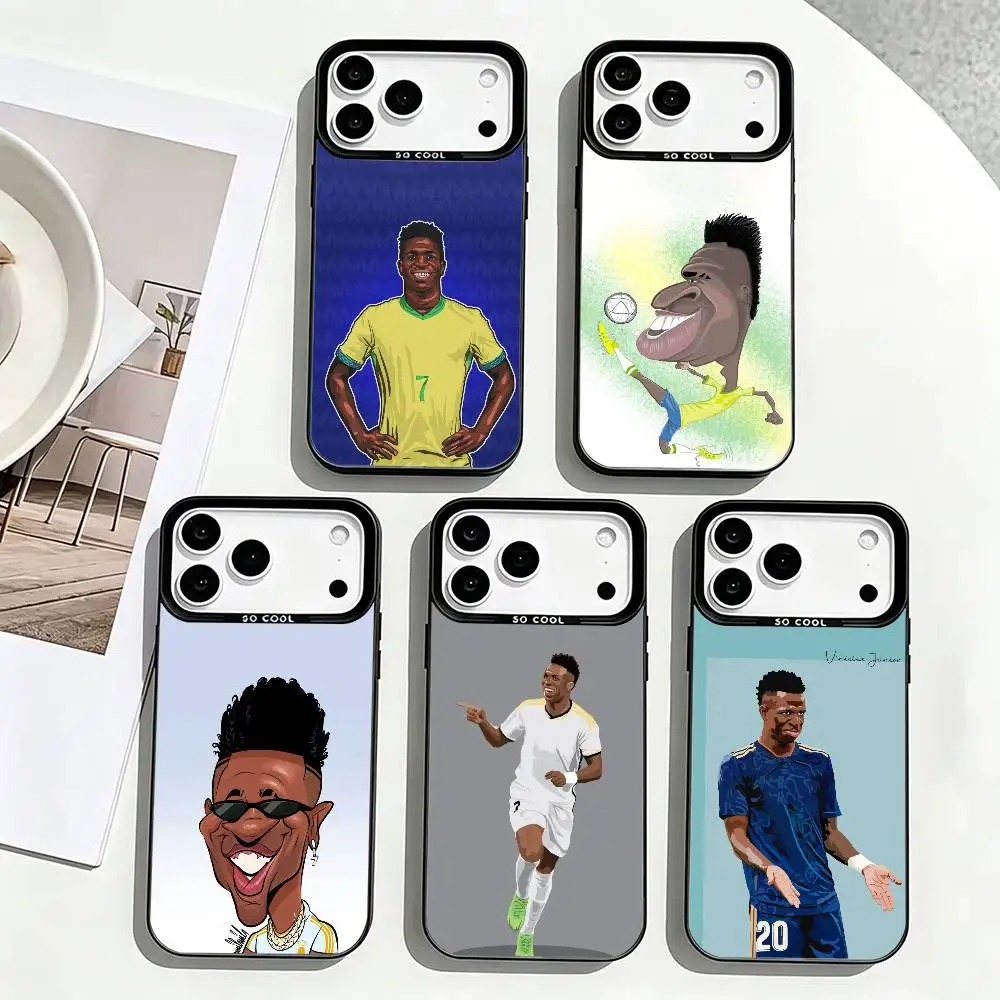 

Vinicius Junior-R Cartoon Phone Case For iPhone 17,16,15,14,13,12,11 Plus,Pro Max,XS,Colorful Silver Black Cover