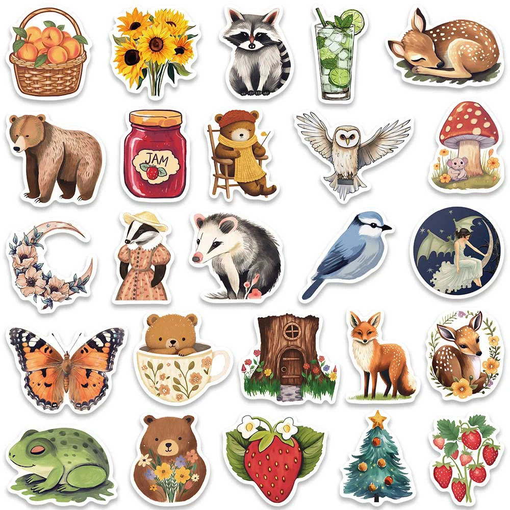 10/30/50 Stuks Leuke Magische Bos Dier Plant Graffiti Stickers Cartoon Decals Voor Scrapbook Laptop Gitaar vintage Sticker Voor Gift
