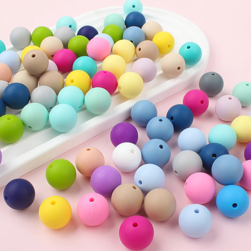 20Pcs 9/12/15MM Silicone Round Beads For Jewelry Making Spacer Bead DIY Beaded Pen Necklace Colorful Food Grade Accessories