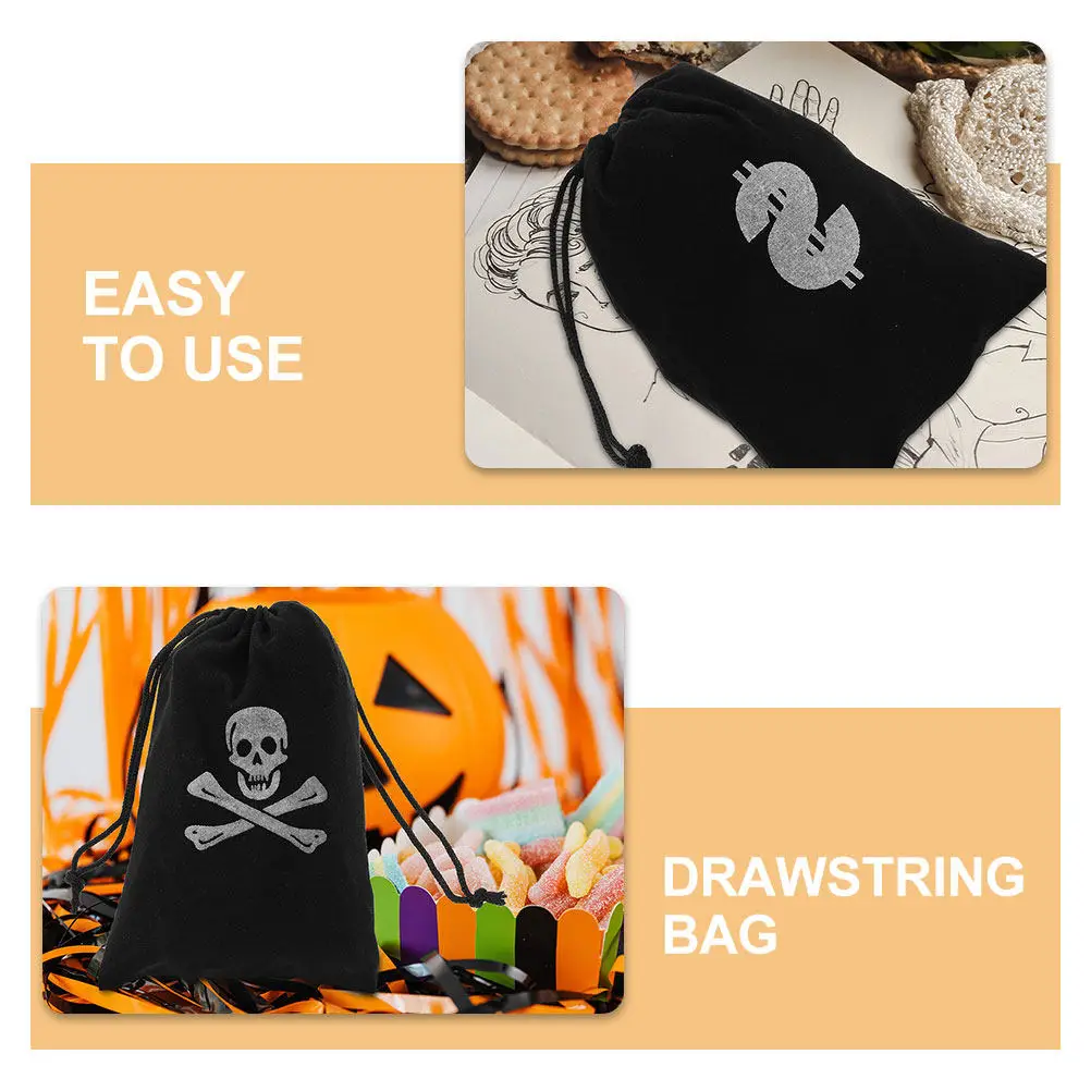 20Pcs Golden Coins Bag Pirate Treasure Pouch Halloween Drawstring Bag Candy Storage Gift Pouch Party Decoration Supplies