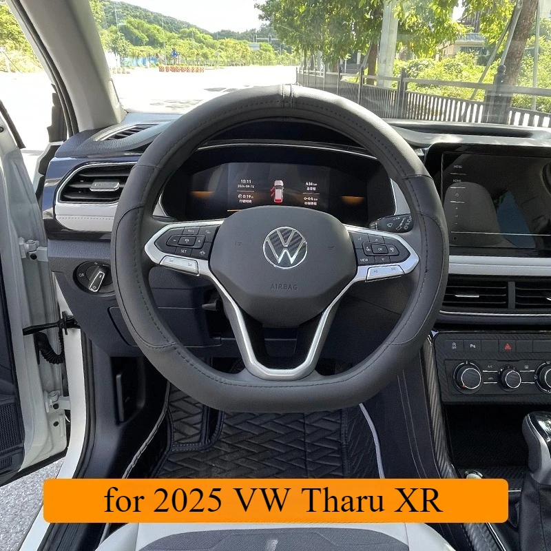 Custom Fit Leather Steering Wheel Cover for 2025 VW Tharu XR - Anti-Slip & Breathable