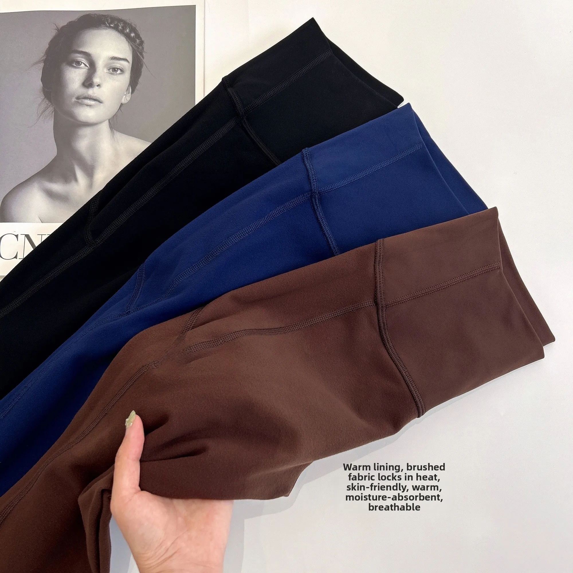 

High-Waist Fce-Lined Yoga Pants Women's Thin Fce Warm Base Layer Tight Fitn Pants Outdoor Constant Temperature Sport