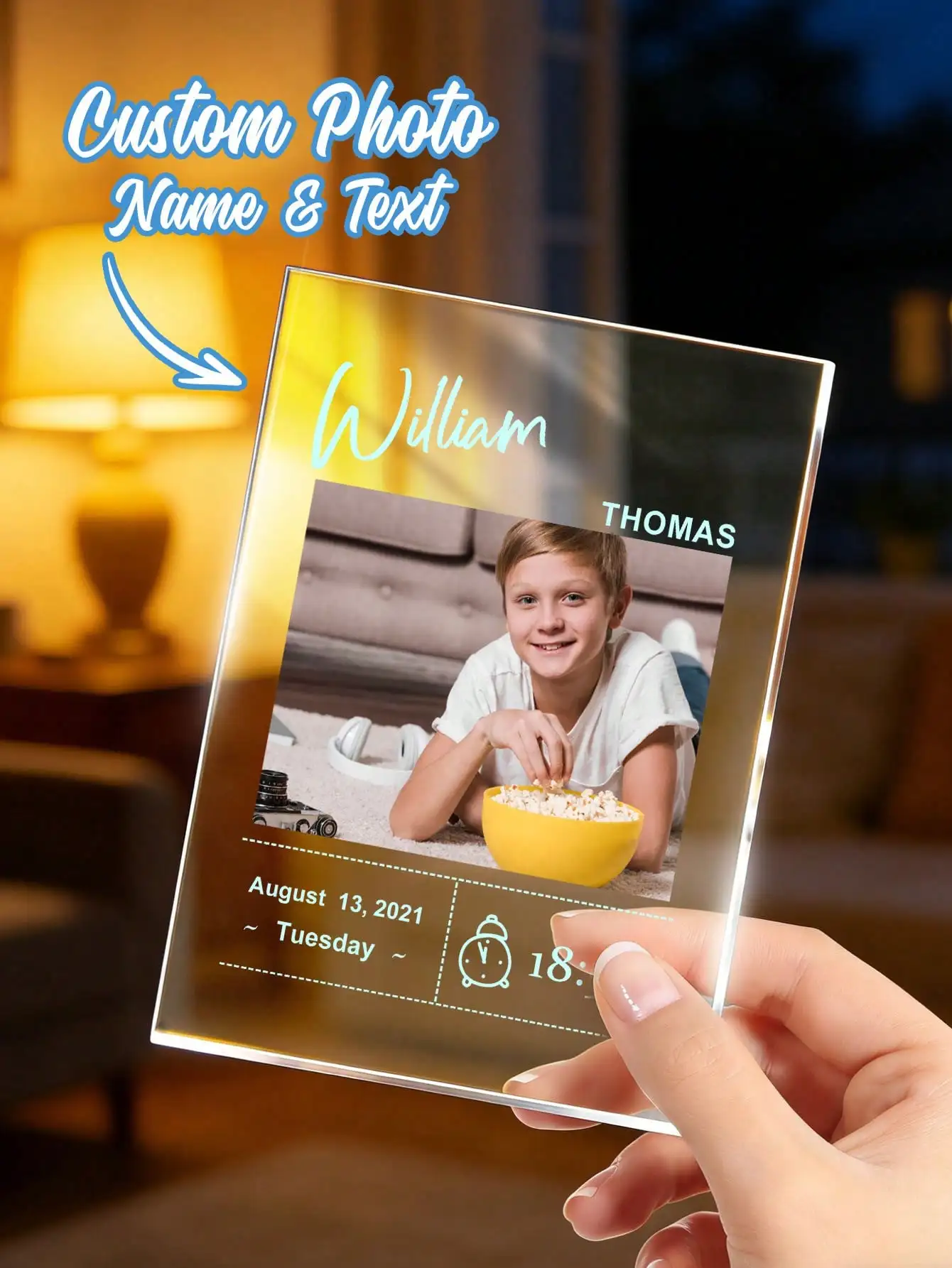 1pc Custom Engraved Baby Photo Acrylic Frame Newborn Keepsake with Name Birth Info Gift for Mom Dad Christmas Baby Shower