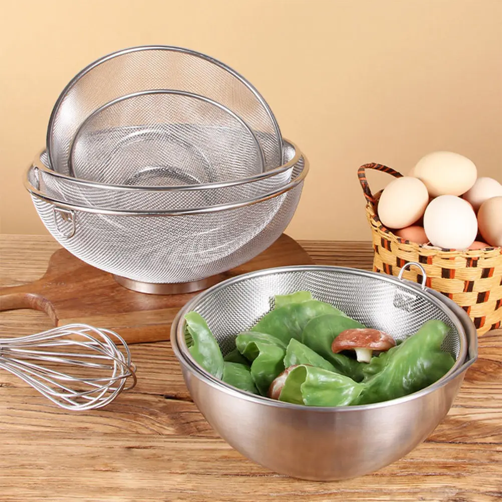 Cesta coladora de acero inoxidable para frutas, verduras y arroz, 22 cm, malla fina, contenedor de drenaje doméstico, colador de cocina, tazón de lavado