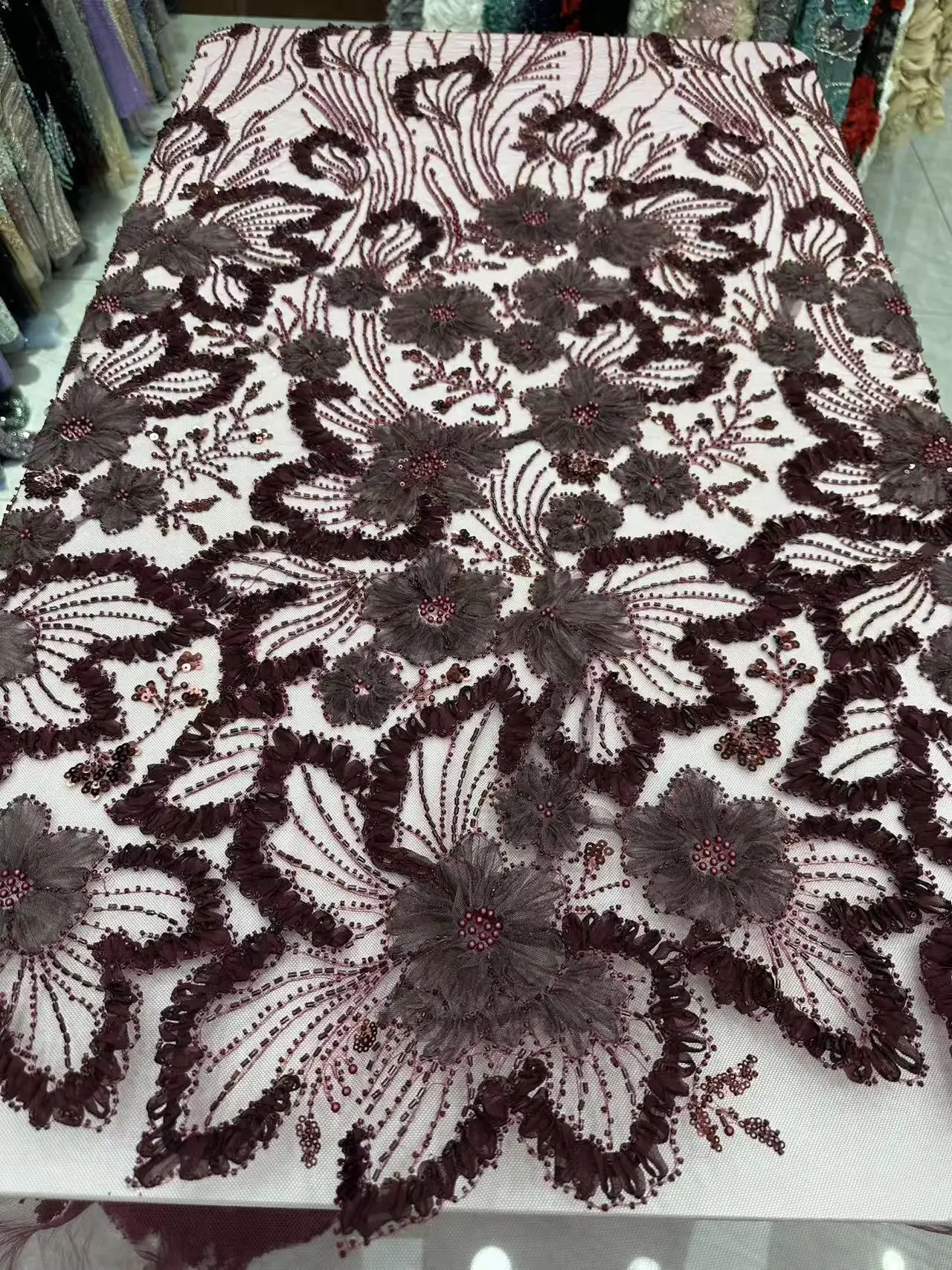 

2026Элегантная ткань для свадебного вечернего платья - лучшее качество, мягкий тюль, кружево с блестками и камнями, высокое качество (остання Австралии) U_Ge9851