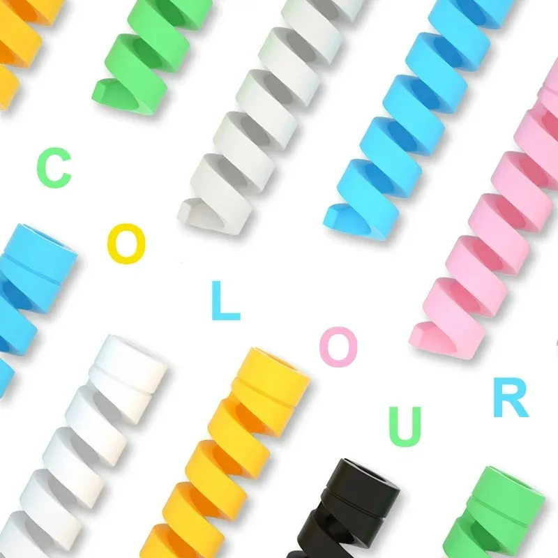 

10 шт. силиконовых спиральных защитных чехлов для кабелей USB, зарядных устройств, проводов для телефонов, мышей, наушников