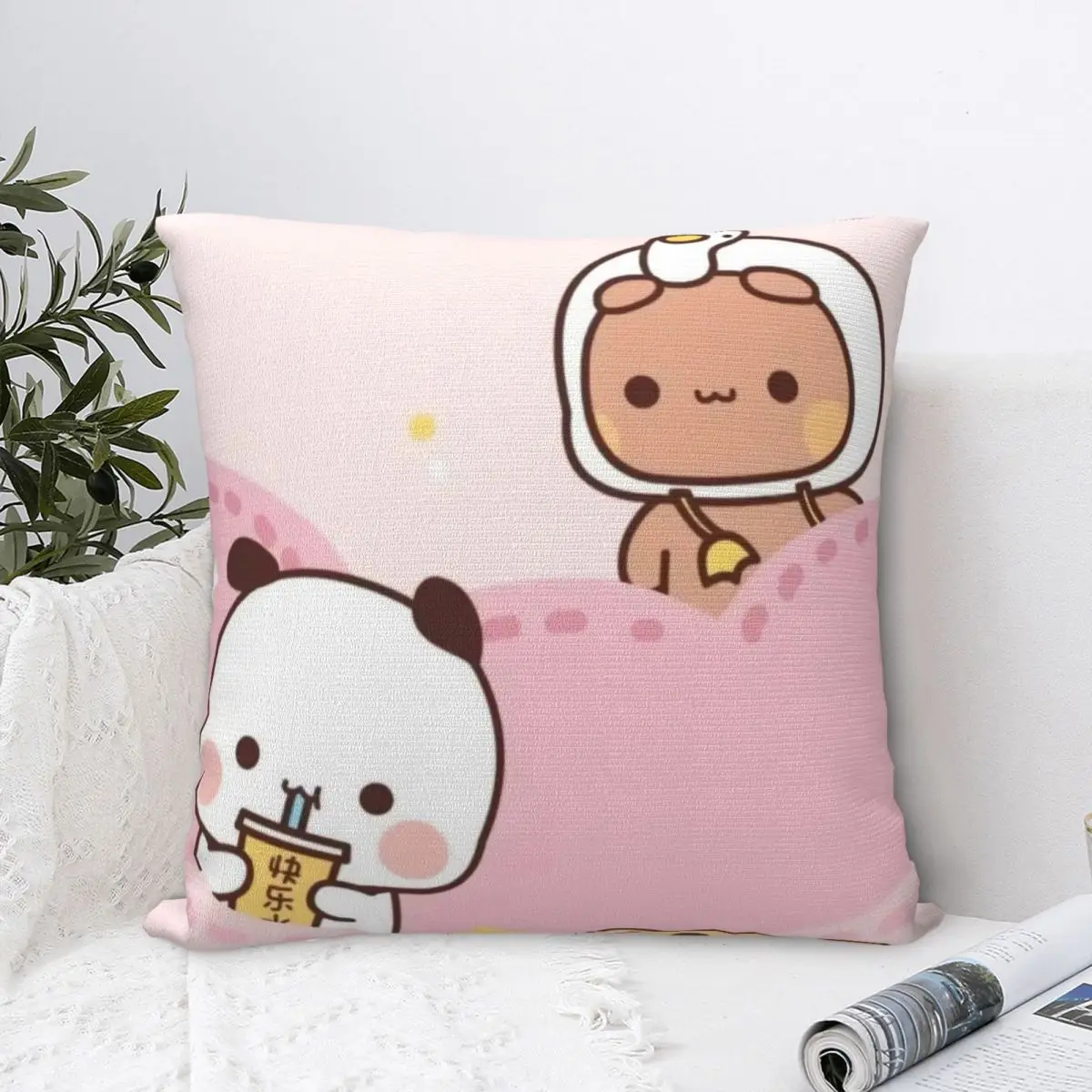 Cute Bubu & Dudu Pillow Case Funny Pillow Cover Polyester Graphic Cushion Cover Pillowcases For Sofa Bedroom Home Decor