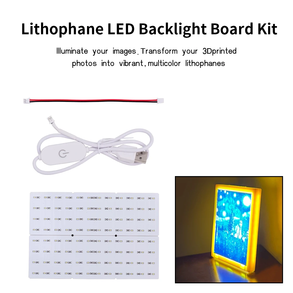 For Bambu Lab Lithophane LED Backlight Board Kit DIY Lithophane Photo Model for Bamboo P1P P1S X1 X1C X1E A1 A1mini 3D Printers