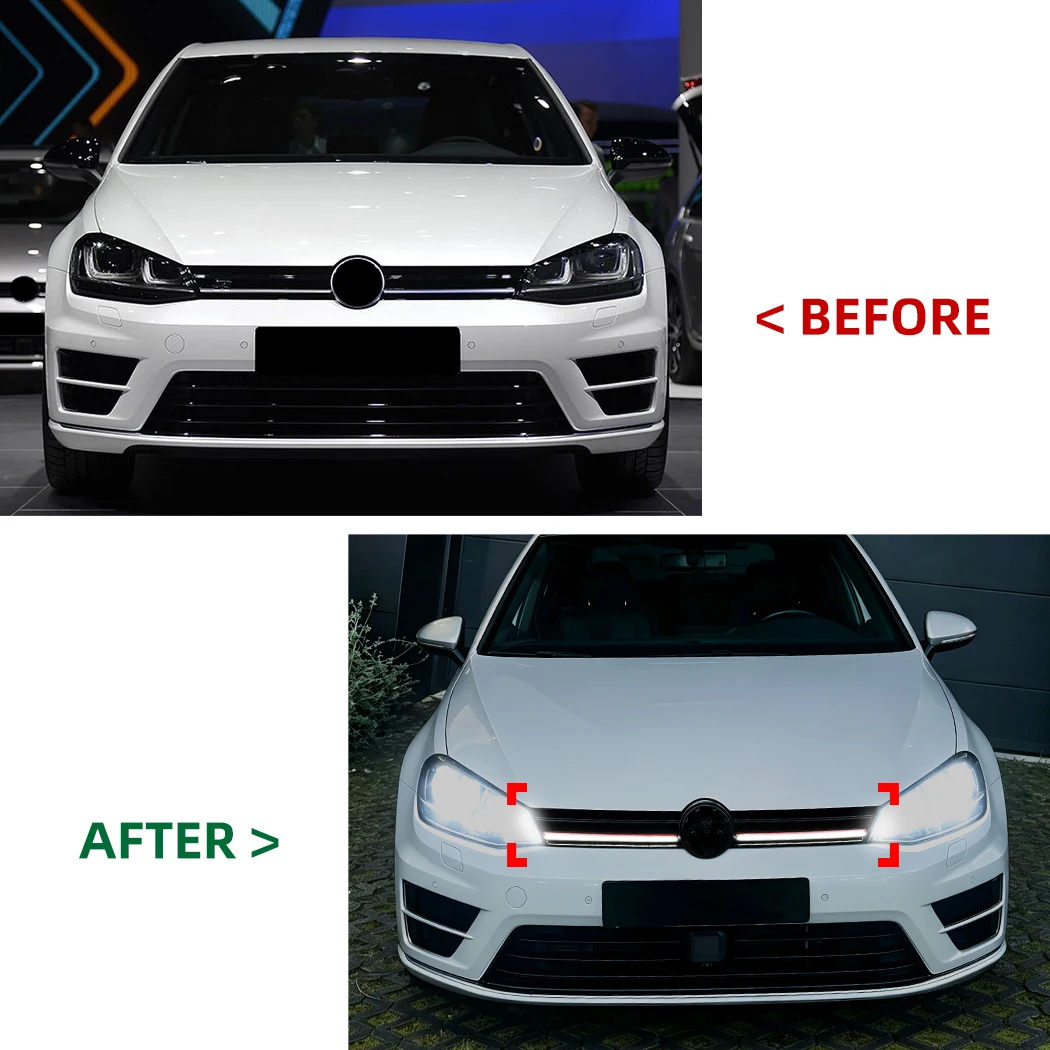 Car LED Front Grille ABS Heat Dissipation Port LED Luminous Racing Grills For Volkswagen Golf 7 MK7 2013-2016