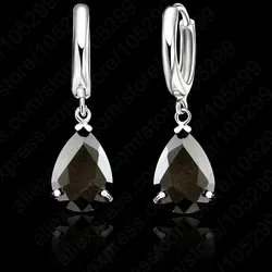 Water Drop AAA Zircon Crystal Woman Lever Back Loop Earrings 925 Sterling Silver White Gold Color Jewelry 9 Colors