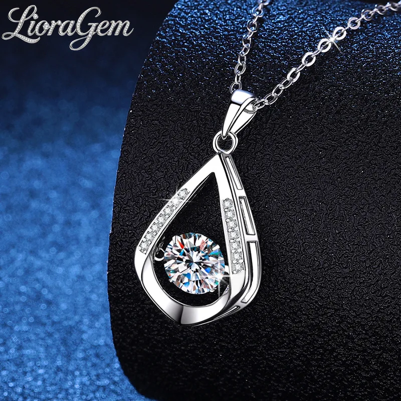 LioraGem Elegant Teardrop-Shaped Moissanite Pendant, Sparkling 1-Carat Moissanite Necklace Platinum PT950 Stamp