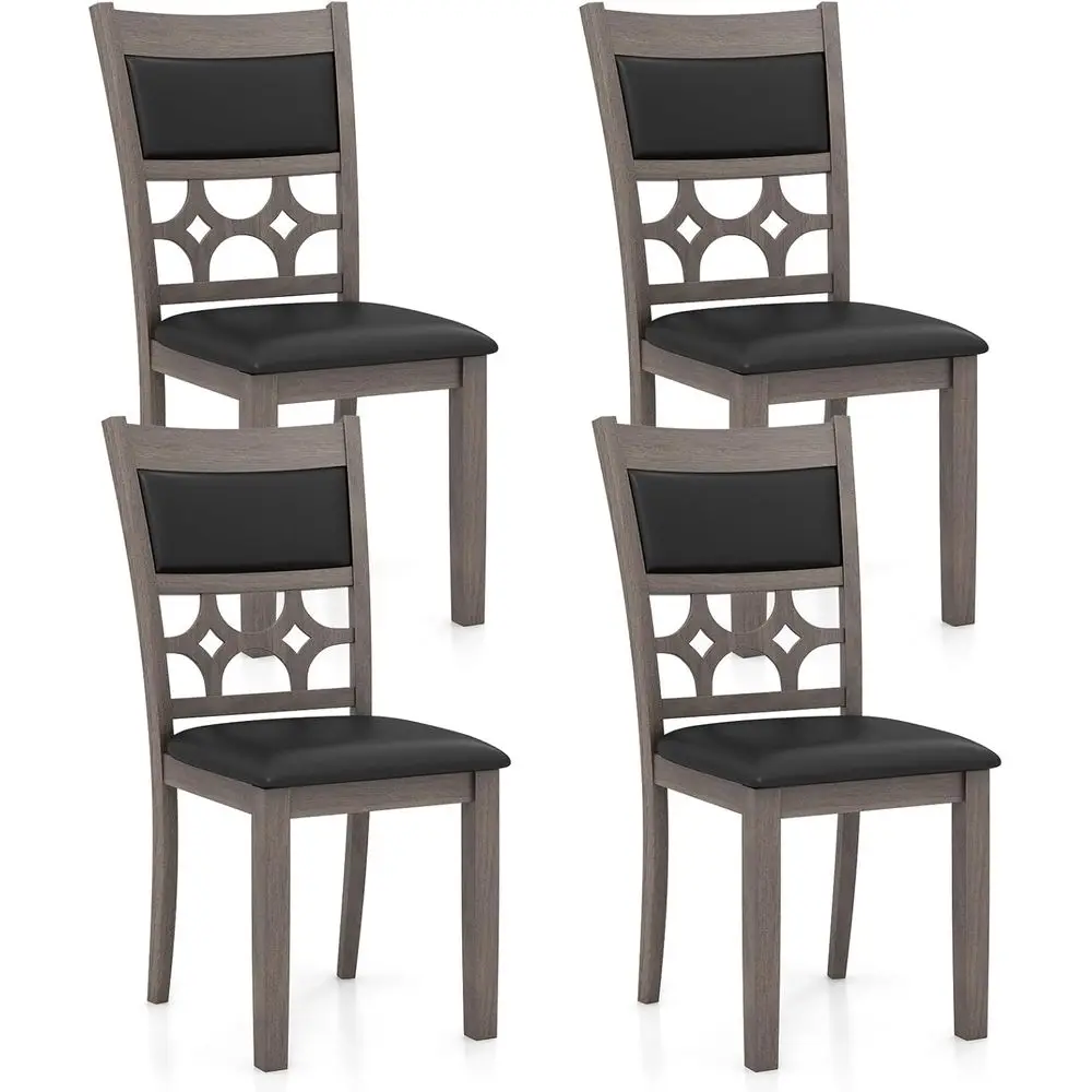

Set of 4 Padded PVC Leather Dining Chairs with Upholstered Backrest and Seat for Home, Restaurant Use