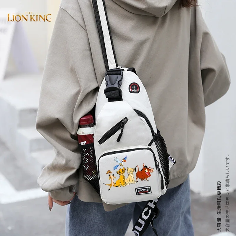 New Mufasa Lion King Shoulderbag Cartoon Anime Pattern Chest Bags Disney Cute Fashion Daily Backpack Large Capacity Storage Bag