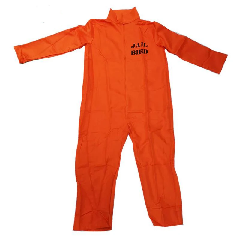 Mono de prisionero para hombres, disfraz de Halloween para adultos, disfraz de Jailbird, traje de caldera de prisión naranja para niños