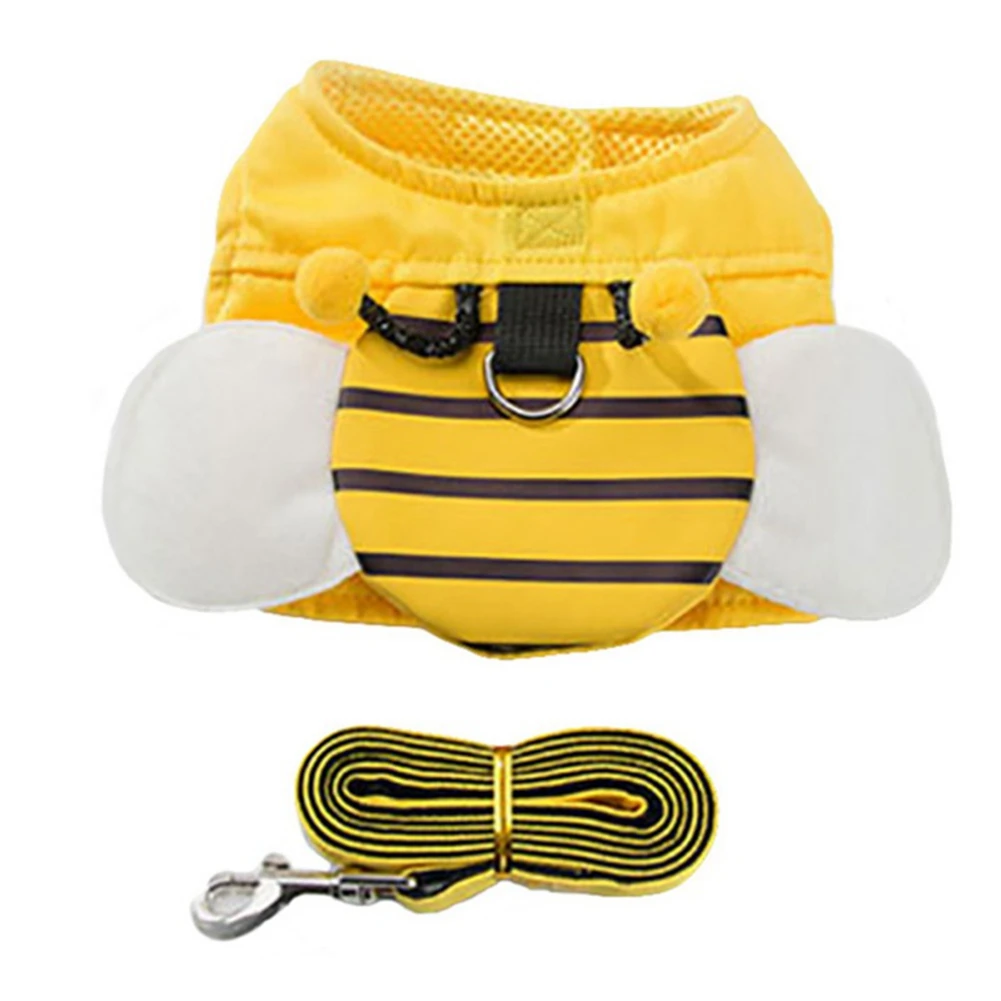 Cute Bee Yellow Vest Chest Strap Traction Belt Wings Backpack Design Small Medium Dogs Cat Comfortable Pet Supplies E