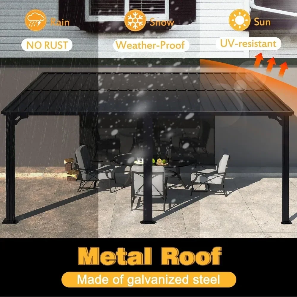 10'x 14' Outdoor Gazebo, Clearance with Aluminum Frame, waterproof and sunscreen, Outdoor Gazebo