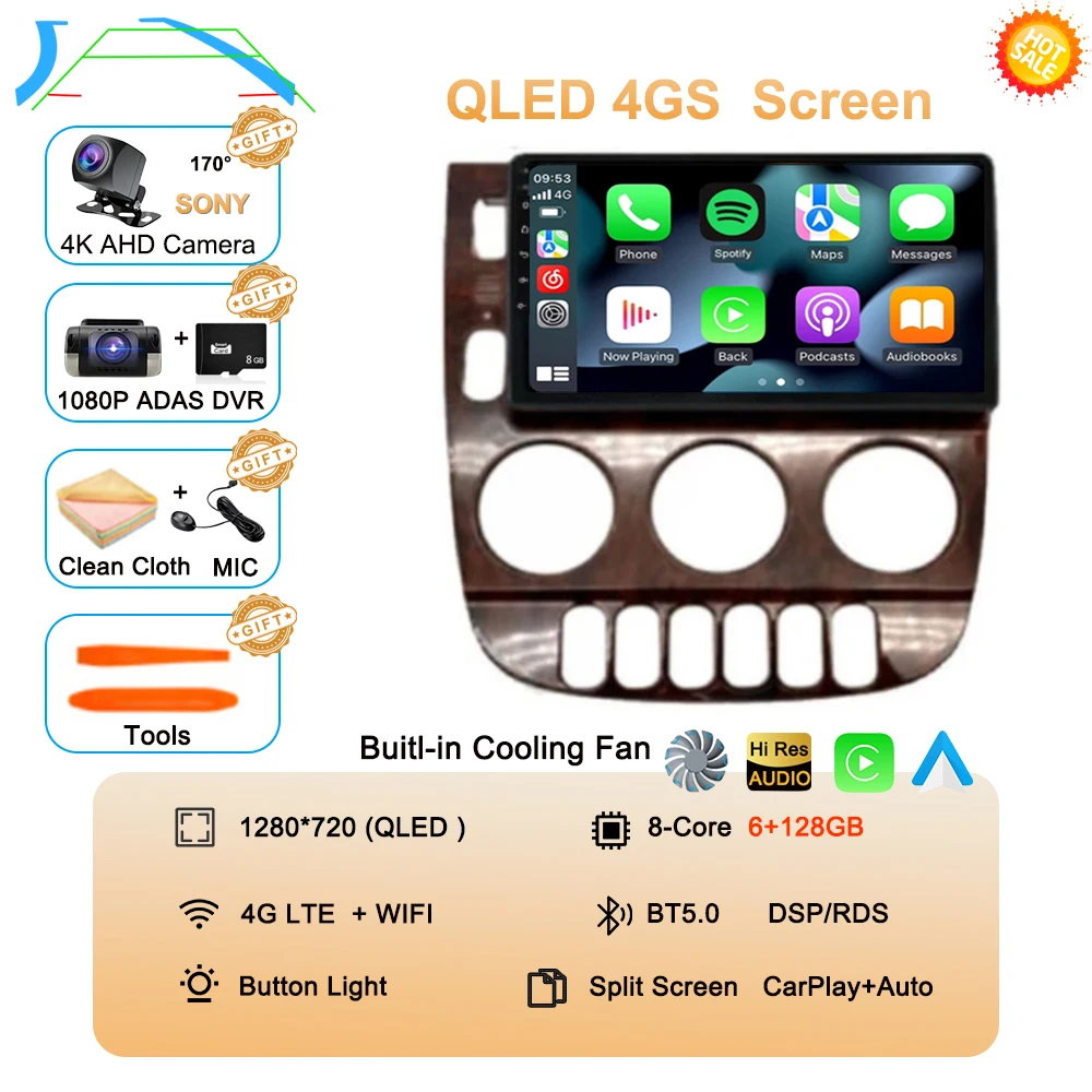 Android 15 Carplay Auto Voor Benz M-Klasse W163 ML 1997 1998 1999 2001 2002 2003 2004 2005 Autoradio multimedia Speler Stereo DSP