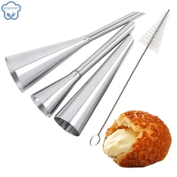 2-4PCS Cream Icing Piping Puff Nozzle Tips Stainless Steel Cupcake Puffs Injection Russian Syringe Confectionery Pastry Tool