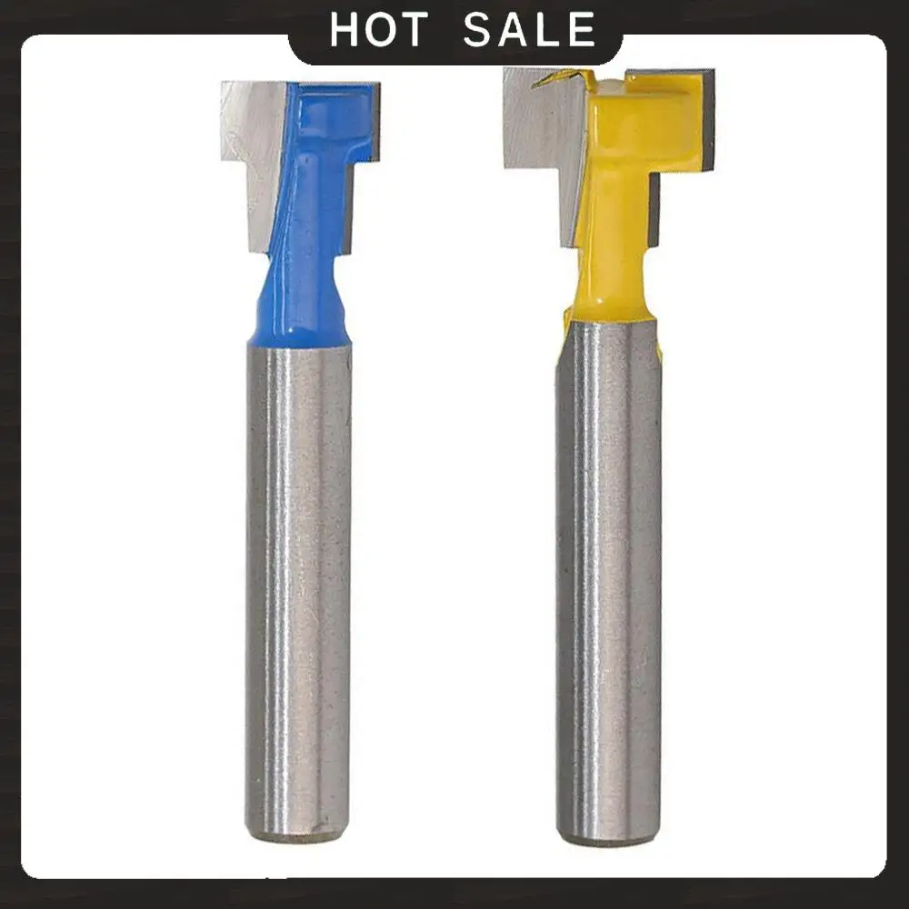 تسليم 24 ساعة 1/4 بوصة عرقوب T-فتحة القاطع راوتر بت مقبض فولاذي 3/8 بوصة و 1/2 بوصة طول قواطع النجارة للطاقة T #2