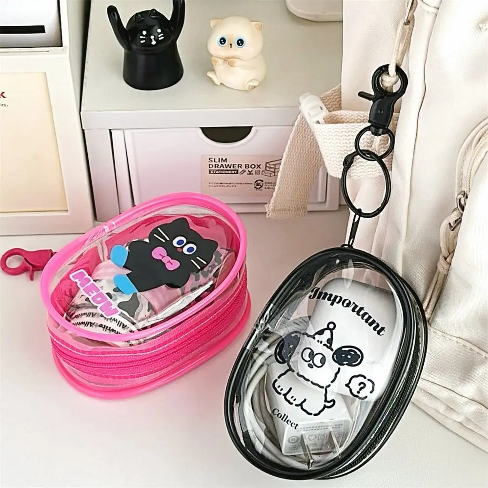 New PVC Data Cable Bags Portable Transparent Coin Purse Cartoon Storage Bag