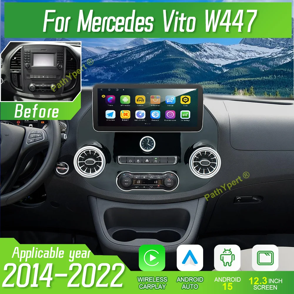 

12.3'' Android15 For Mercedes Vito W447 2014-2022 Car Radio Multimedia Video Player Wireless Carplay Auto With GPS Navigation