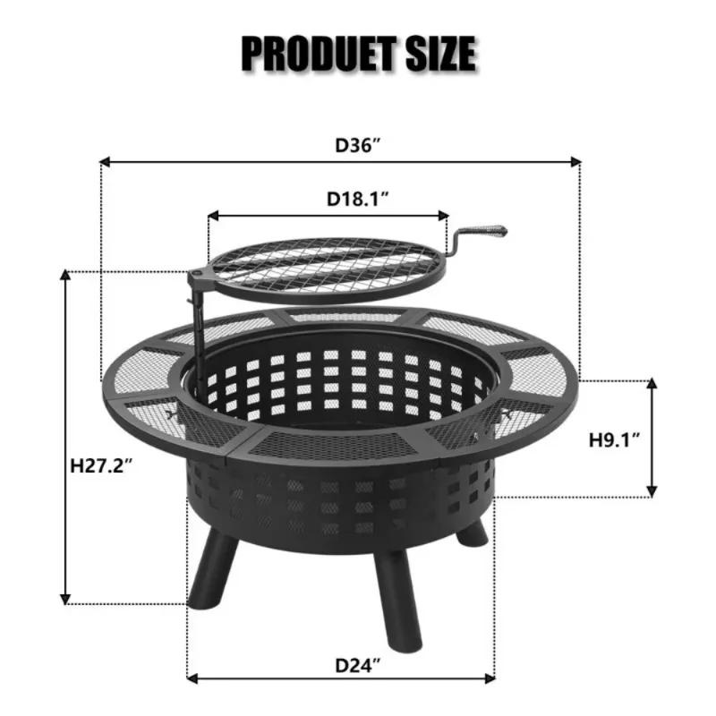 2026 Home Barbeque Black Outdoor Modern Bonfire Large For Camp China Collapse Cook Classroom Garden Fire Pit