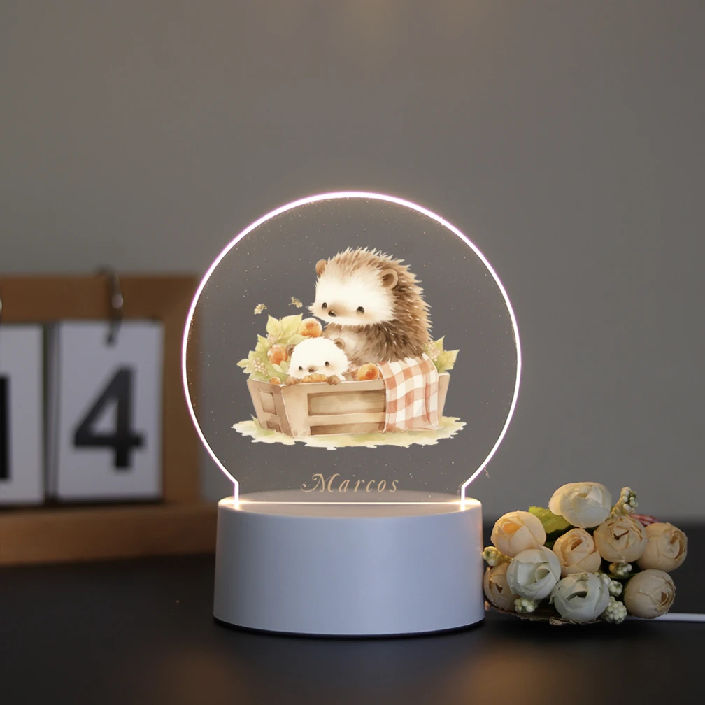 Warm Home Custom Lamp Plaque hedgehog 3D Visual Design for Home Multi functional gifts for friends and girlfriends
