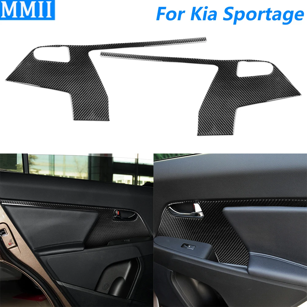 

For Kia Sportage 2011-2016 Real Carbon Fiber Rear Door Handle Panel Decorative Cover Car Accessories Interior Decoration Sticker