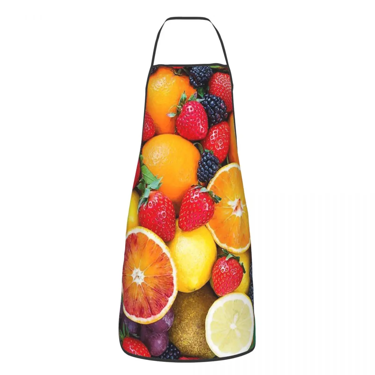 Fruit Print With Strawberries Grapes Apples Kiwi Lemon Grapefruit Aprons Chef Cooking Tablier Bib Kitchen Cleaning Pinafore