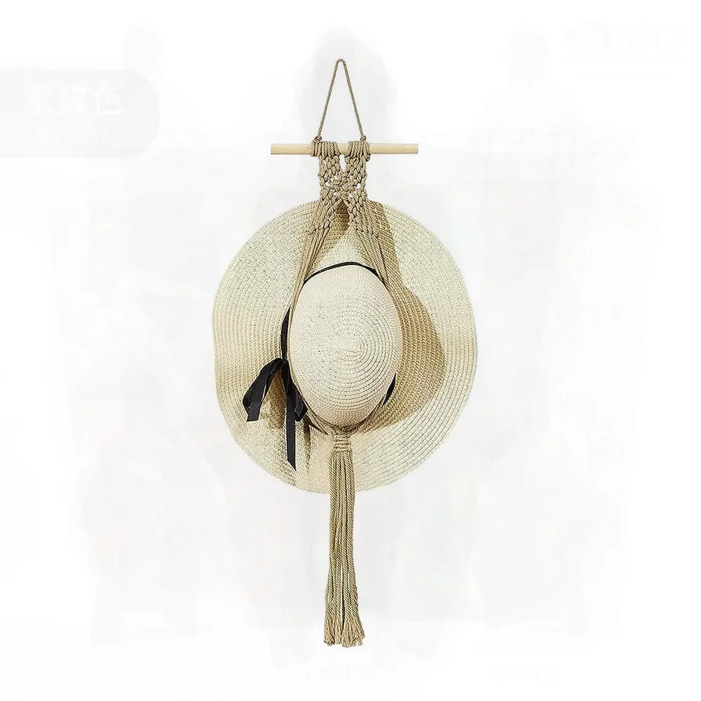 Bohemian Woven Cotton Tapestry Hat Rack Handmade Wall Hanging Storage Display Living Room Decor Orange Brown Pink Owl Shape