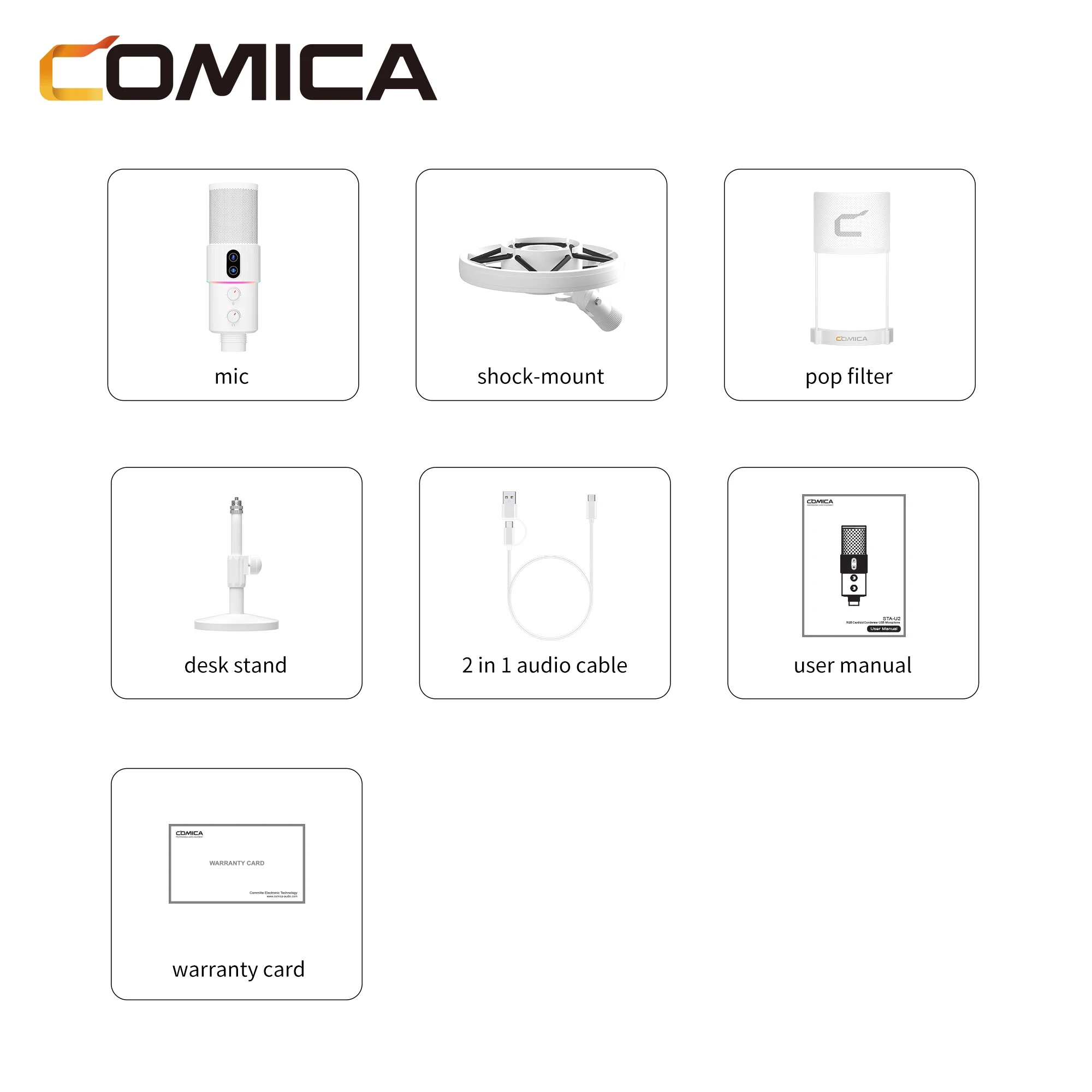 Imagem -05 - Comica-microfone Dinâmico Sta-u2 Rgb Usb com Botão de Toque para pc Ps5 Mixer Jogos Mic