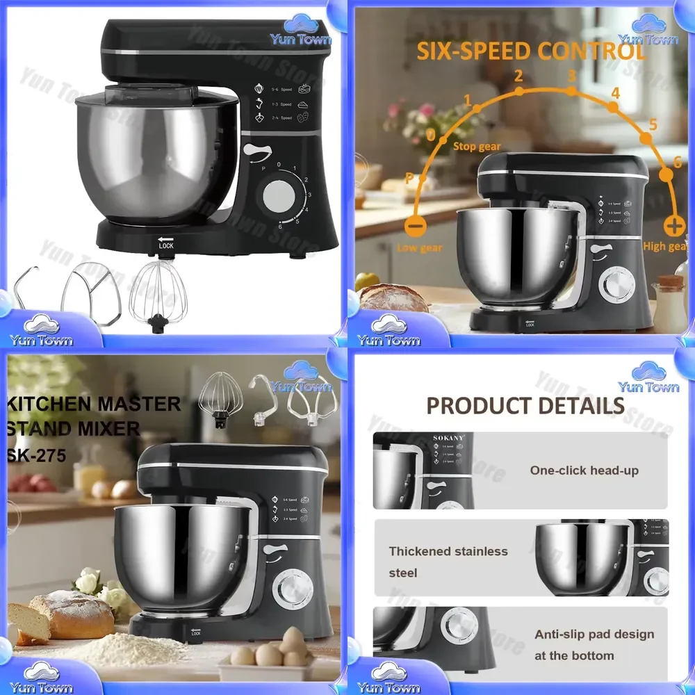 8L Household Dough Mixer Chef Mixer for Kitchen Appliances Food Processor Stand Mixer for Baking Cooking Dough Kneading