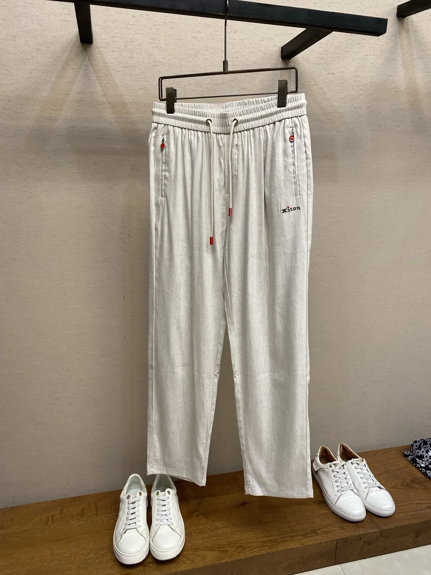 Kiton slack summer linen-blend slacks