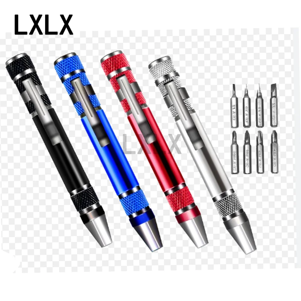 LXLX1 10PCS DIY Cell Phone Repair Tool Removal Screwdriver Aluminum Alloy Pen Shape 8 in 1 Screwdriver