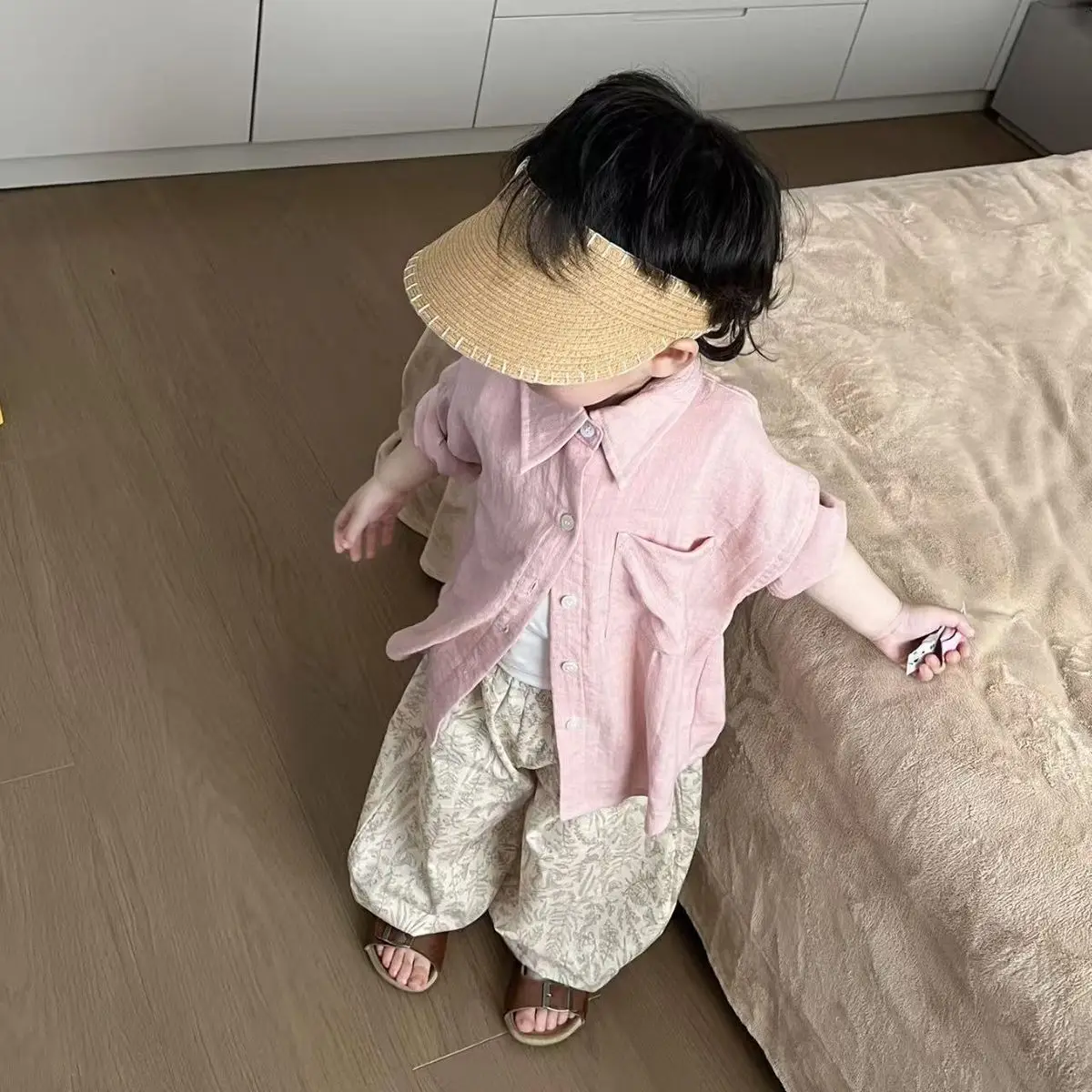 Boys Shirts 2026 Spring Summer New Fashion Kids Light Pink Single Breasted Turn-Down Collar Casual Jacket Children Clothing