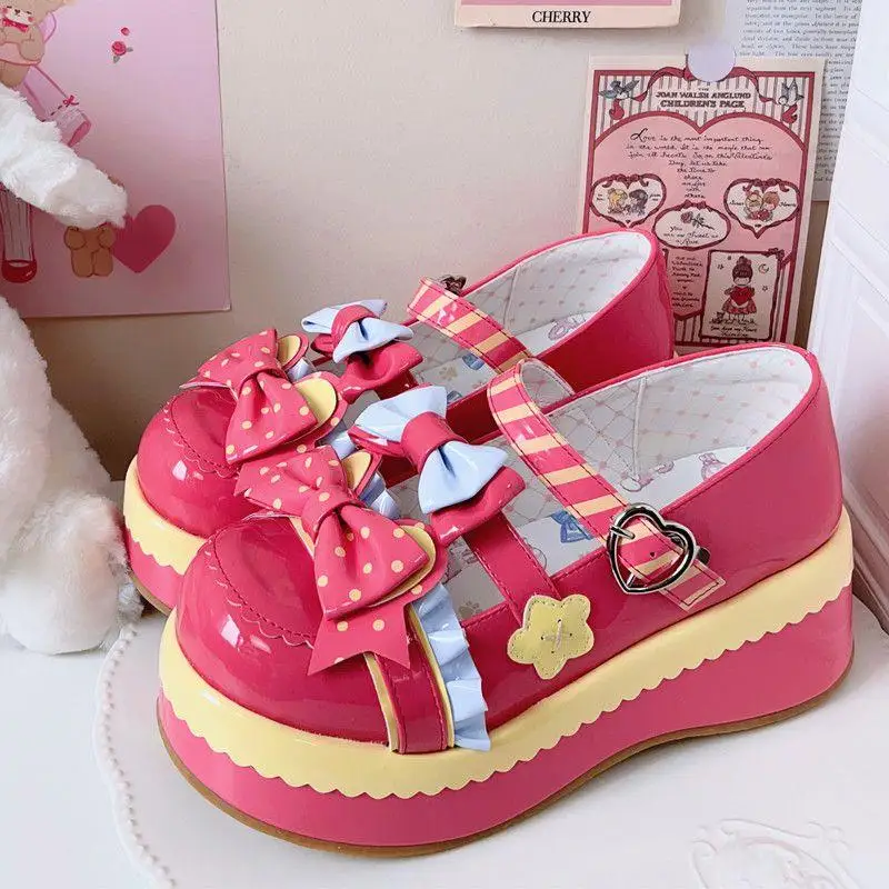 Original Milk Sugar Bear Lolita Leather Shoes Cute Lo Shoes Thick Sole Japanese Student Soft Girl Sweet Cool Jkloli Single Shoes