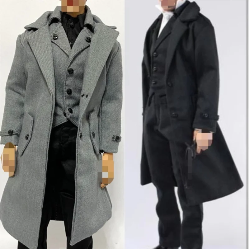 

1/6 Scale Action Figure Costume Gothic Style Long Coat Pants Shirt Vest Set Clothes Model for 12in Male Soldier Doll Toys Gift