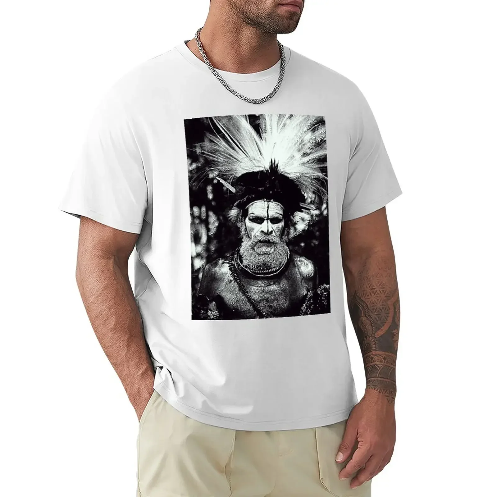 Papua New Guinea Chief Art Photo T-Shirt customs design your own quick drying Blouse oversized men graphic t shirts