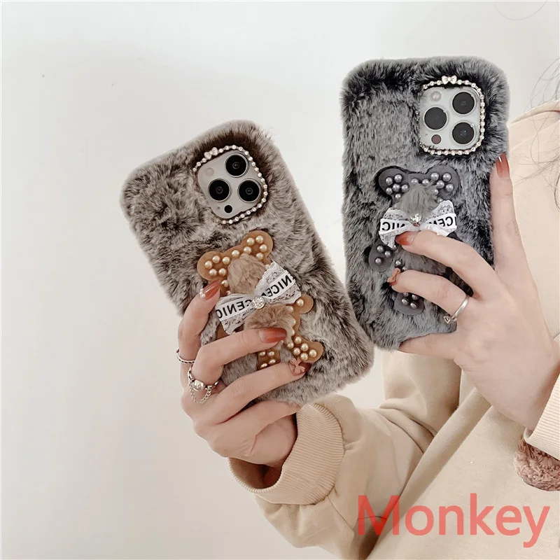 

Pearl Plush Diamond Bear Case For OPPO Realme 9 8 Pro 7 6 5 3 9I XT X2 X7 C35 C25 C21 C17 C15 C12 C11 C3 C2 Warm Fur Phone Case