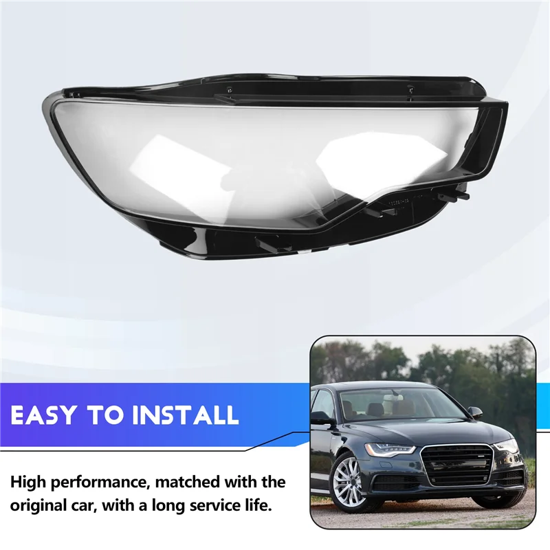 ل A6 A6L C7 2012 2013 2014 2015 عدسة المصباح الأمامي قذيفة كشافات غطاء المصباح عاكس الضوء الشفاف اليمين