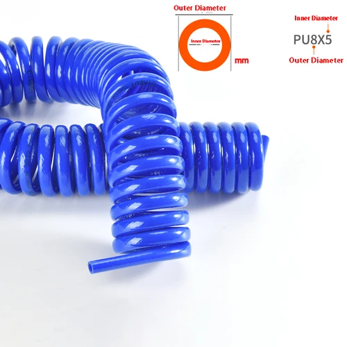 Imagen 2 del producto Manguera de compresor de aire de PU de 3/6/9/12/15 metros, tubo en espiral de poliuretano neumático 8*5mm 10*6,5mm 12*8mm, herramienta de resorte telescópico