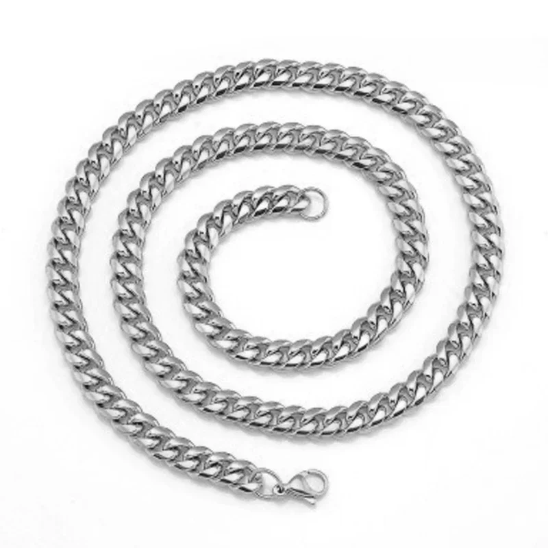 Men Cuban Link Chain 5/7/9mm Necklaces Stainless Steel Fashion Long Chains Mens Steel Tone Hip Hop Jewelry on The Neck Wholesale