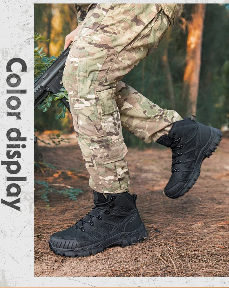 Herren Neue Armee-Stiefel Outdoor Ultraleichte Rutschfeste Schnelleinsatz-Knöchelstiefel Taktische Stiefel für Camping Arbeit Wasserdichte Jagdstiefel – Detail 35