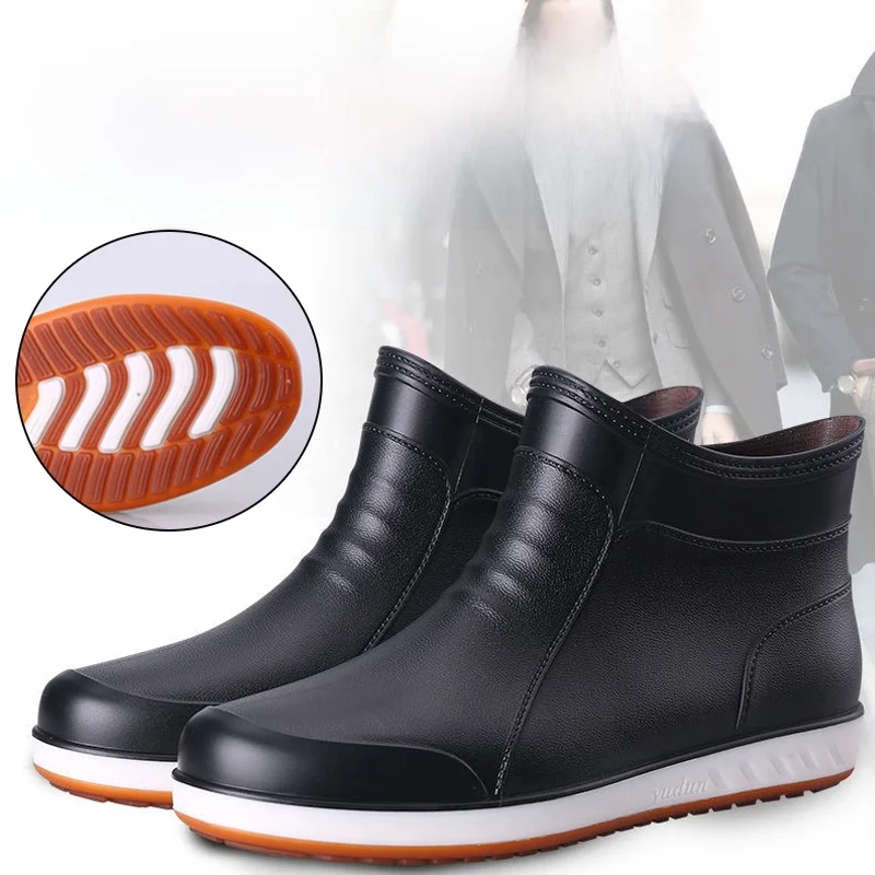 

Новые мужские утепленные водонепроницаемые рабочие ботинки 2026 года для улицы, кухни, автомойки, с защитой от скольжения, на плоской подошве