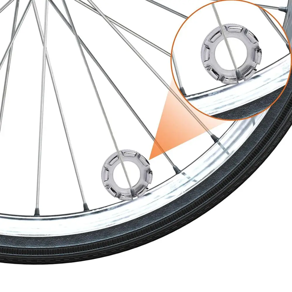 Дорожный MTB велосипедный ключ для регулировки спиц, инструменты для регулировки обода велосипеда 6 в 1, несколько слотов, инструмент для ремонта спиц велосипедного колеса, серебристый