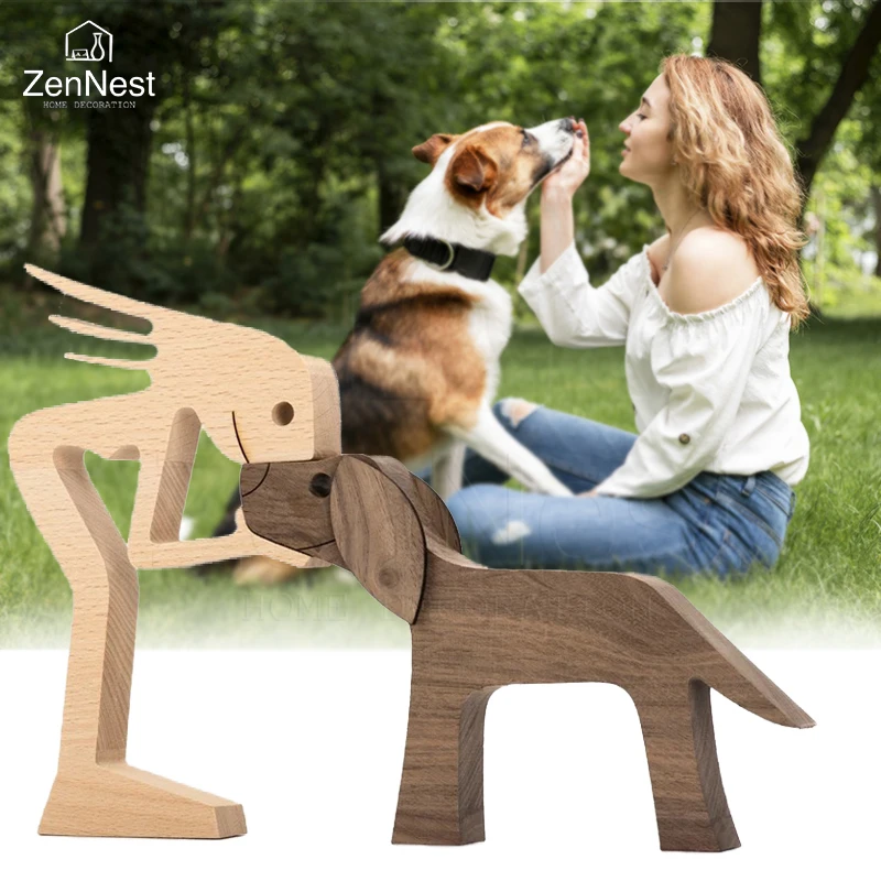 Home Wooden Puppy Puzzle Personalized Name Puzzle Tabletop Carving Model Home Decor Pet Sculpture Christmas Thanksgiving Gift