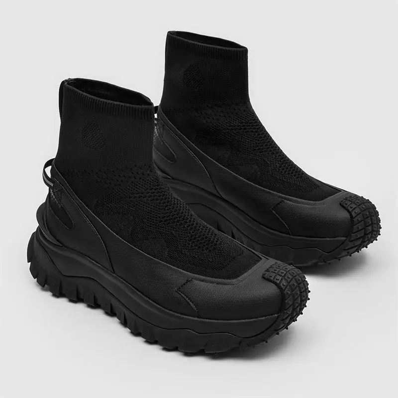 

New Autumn/Winter New Splicing Men Boots Knitted Height Increase Naughty Handsome