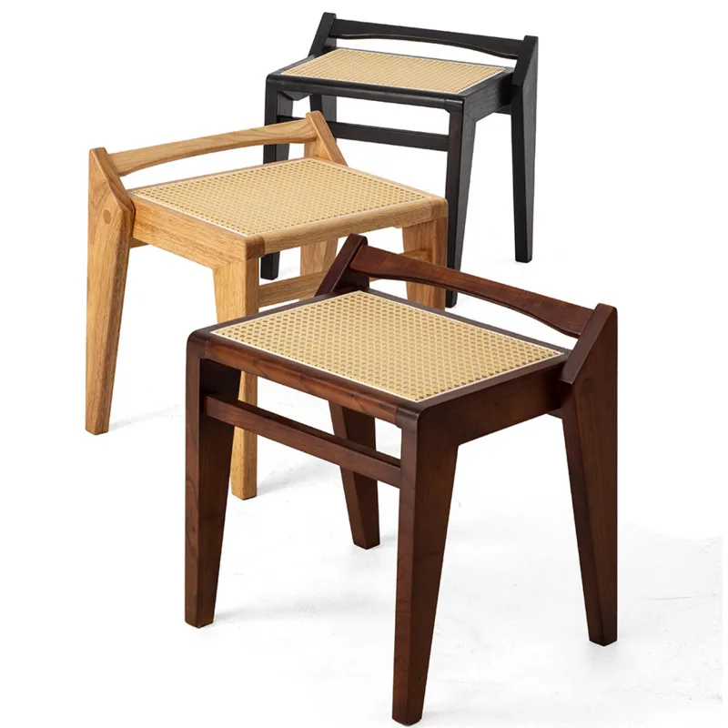 Silla sencilla de madera maciza para sala de estar, asiento de comedor, taburete de tocador para dormitorio, artesanía de espiga, muebles modernos